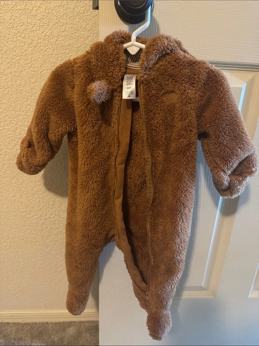 Cozy Brown Plush Baby Bear One-Piece Jumpsuit carters 6Month